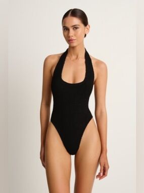 bond-eye Black Halter One-Piece Swimsuit